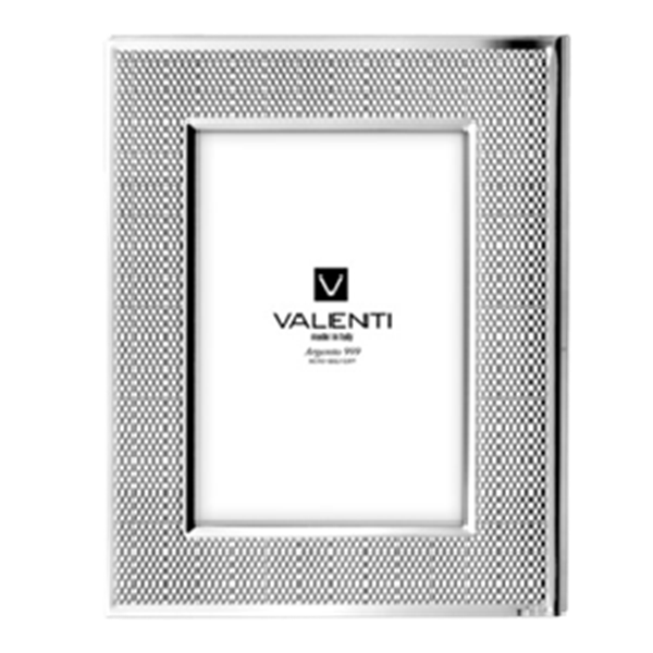 Cornice Valenti 52075‑4L in argento 999 Miro Silver®, portafoto maglia Milano 13×18 cm.